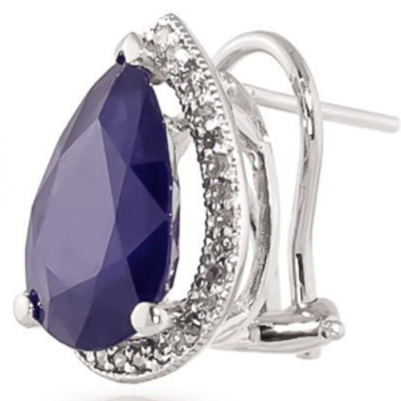 14K. GOlD EARRING WITH DIAMONDS & SAPPHIRES - Picture 3 of 8